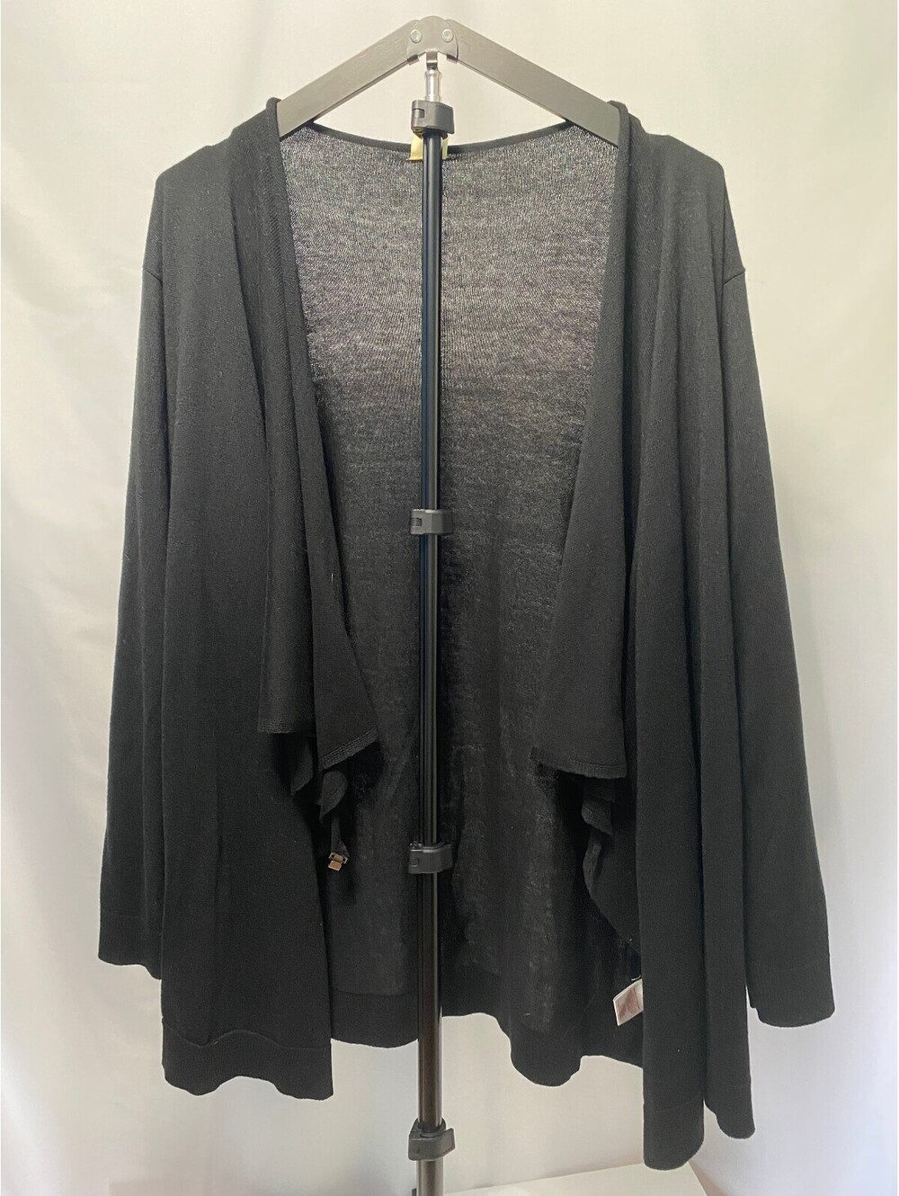 Faded Glory Women’s 4X Black Open Front Draped Cardigan Plus Size 26W-28W